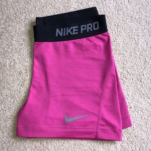 Hot Pink Nike Pro Spandex Shorts